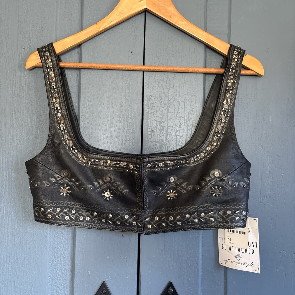Free People Black Embellished Crop Top